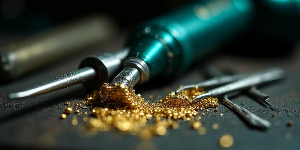 Close up of jeweler tools and high-end workbench in Miami studio