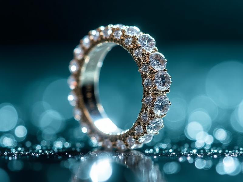 Close up of a diamond eternity band